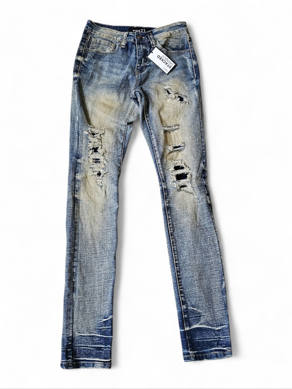 Rue21 Stacked Skinny Distressed Jeans NWT